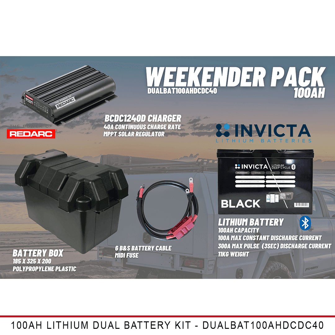 Weekender Pack - 100AH Lithium Dual Battery Kit - Australian-made Duratray tray body