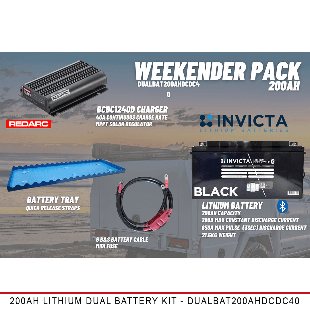 Weekender Pack - 200AH Lithium Dual Battery Kit - Australian-made Duratray tray body