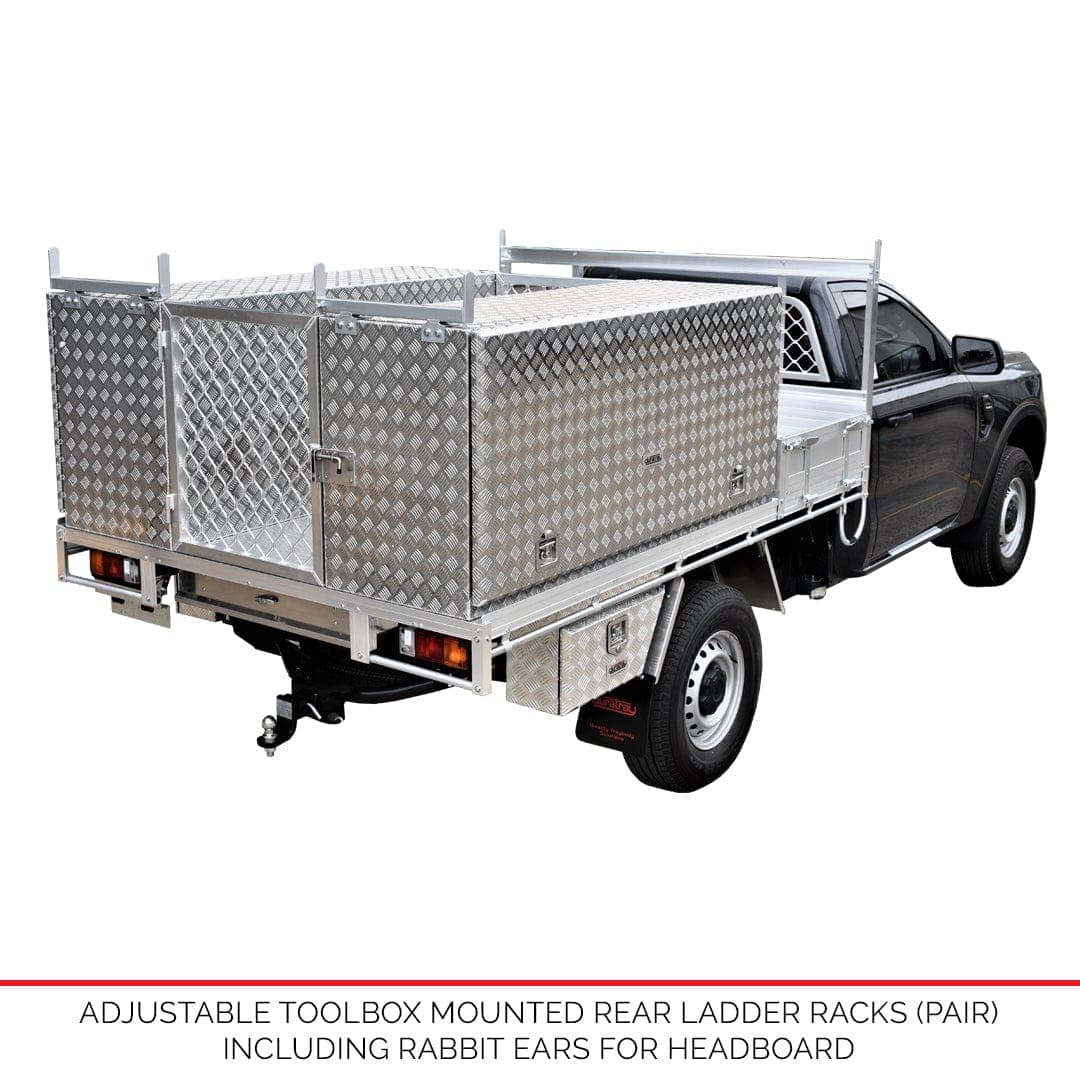 Adjustable Toolbox Rear Ladder Racks (pair) - Australian-made Duratray tray body