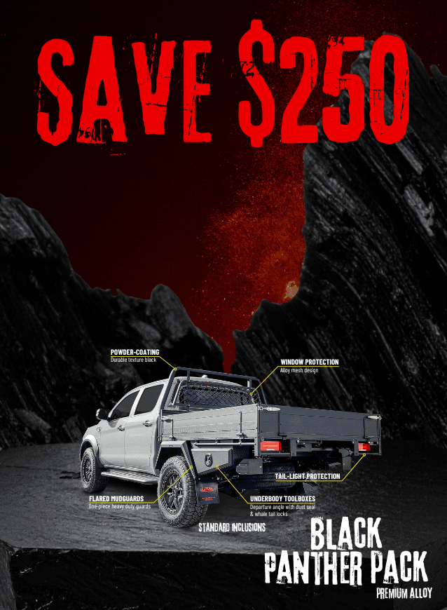 Duratray Black Panther premium alloy tray pack on a 4x4 ute