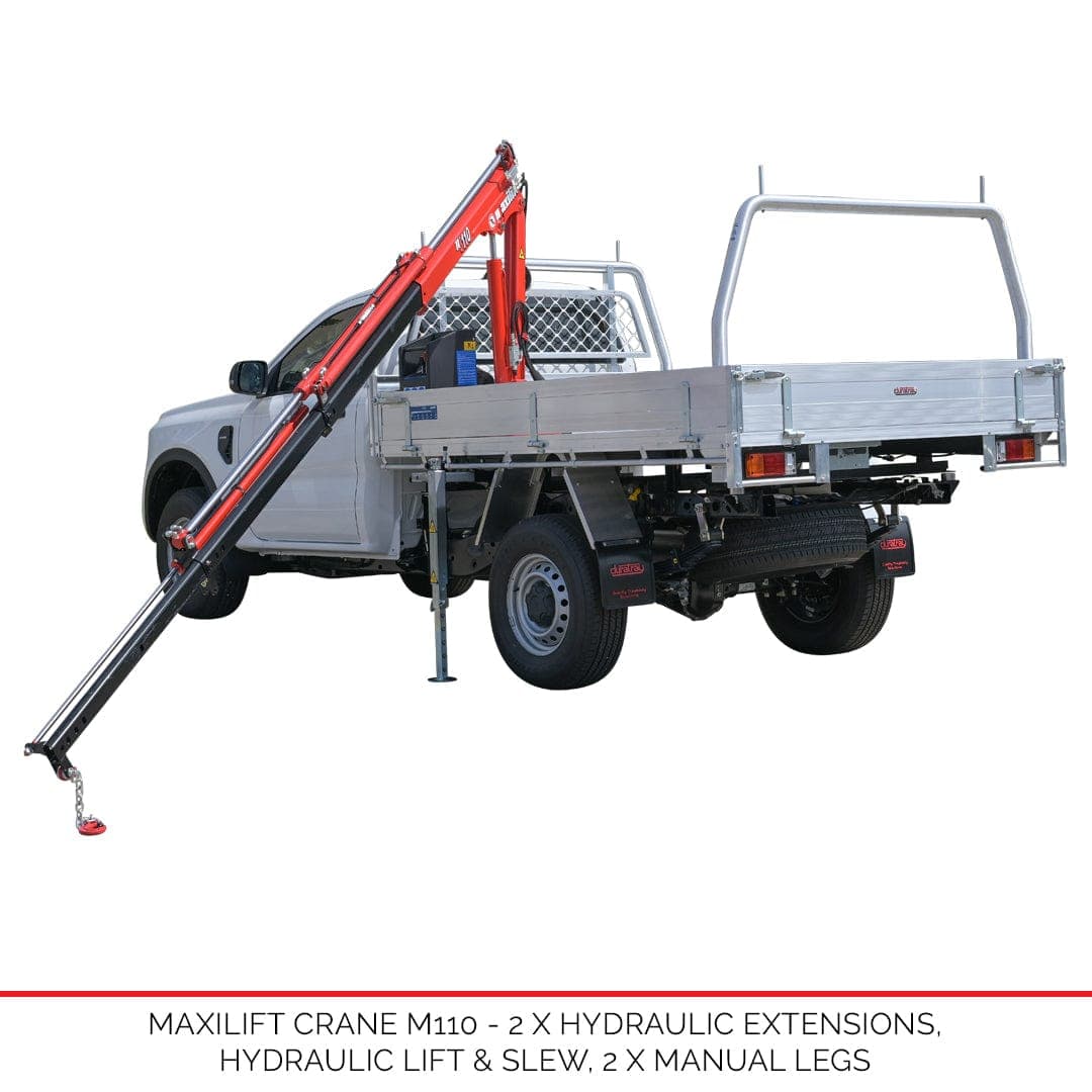 Maxilift Crane M110 - 3 Hydraulic Extensions - Only available with new Duratray build - Australian-made Duratray tray body